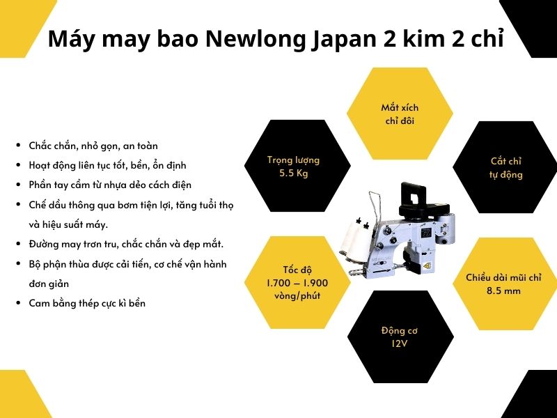 Máy may bao Newlong Japan 2 kim 2 chỉ 